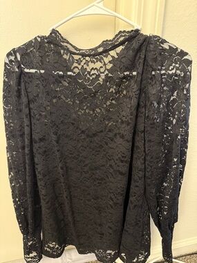 Black Lace Long Sleeve Top w/ Camisole